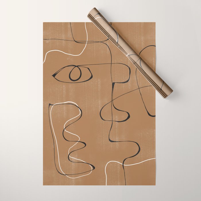 Abstract Face One Line Wrapping Paper Gallery Image 1