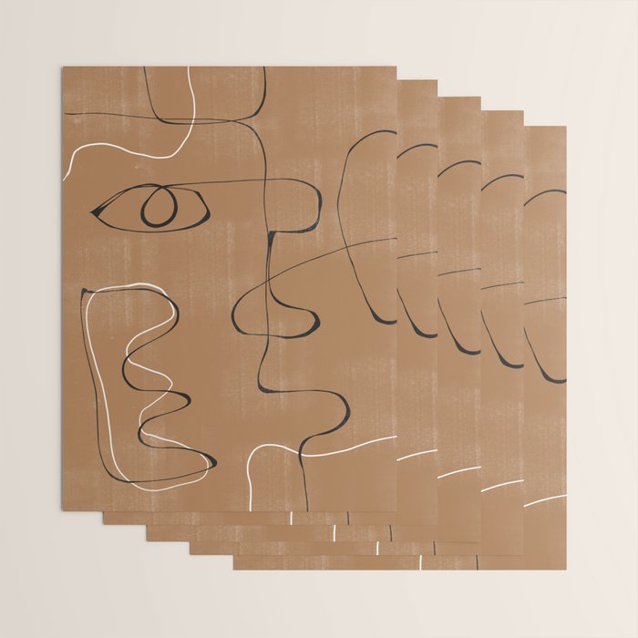Abstract Face One Line Wrapping Paper Gallery Image 3