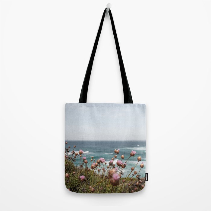 Pink Flowers by the Ocean | Travel Photography in Portugal Art Print | Summer at Bordeira Beach Tote Bag Gallery Image 2