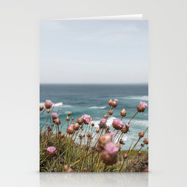 Pink Flowers by the Ocean | Travel Photography in Portugal Art Print | Summer at Bordeira Beach Stationery Card Gallery Image 2