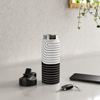 Two Tone Line Curvature VIII Black and White Modern Arch Abstract Water Bottle Gallery Image 4