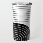 Two Tone Line Curvature VIII Black and White Modern Arch Abstract Travel Mug Gallery Image 2