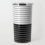 Two Tone Line Curvature VIII Black and White Modern Arch Abstract Travel Mug Gallery Image 1