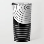 Two Tone Line Curvature VIII Black and White Modern Arch Abstract Travel Mug Gallery Image 3