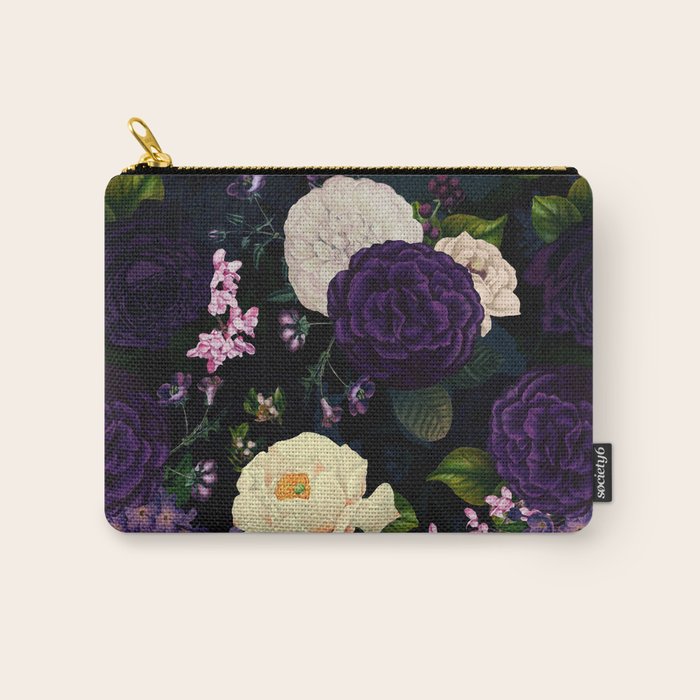 Vintage Midnight Purple Botanical Roses Flower Garden Carry All Pouch Gallery Image 1