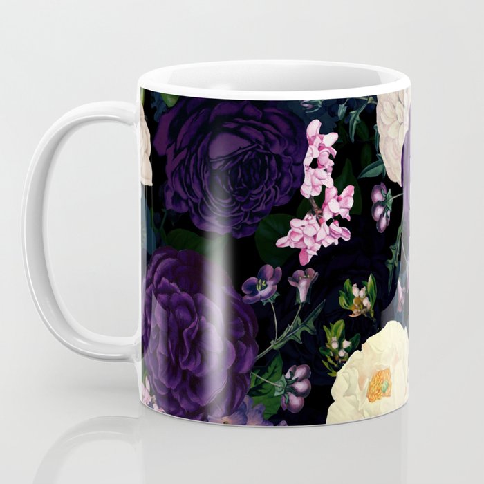 Vintage Midnight Purple Botanical Roses Flower Garden Coffee Mug Gallery Image 3