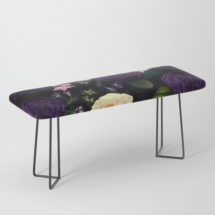 Vintage Midnight Purple Botanical Roses Flower Garden Bench Gallery Image 1