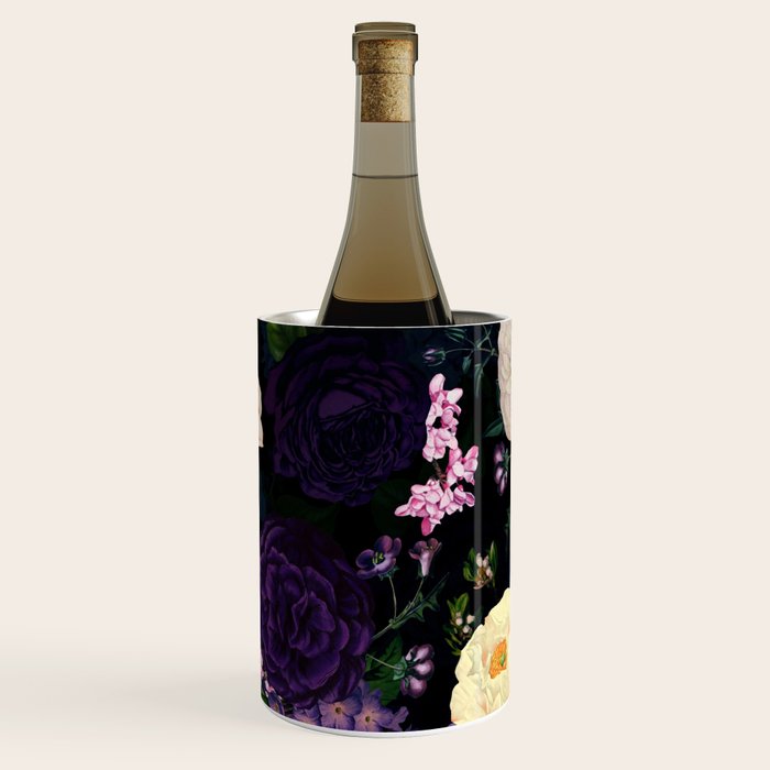 Vintage Midnight Purple Botanical Roses Flower Garden Wine Chiller Gallery Image 2