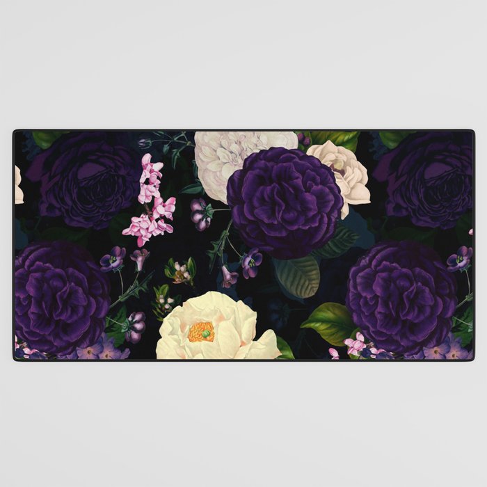 Vintage Midnight Purple Botanical Roses Flower Garden Desk Mat Gallery Image 3