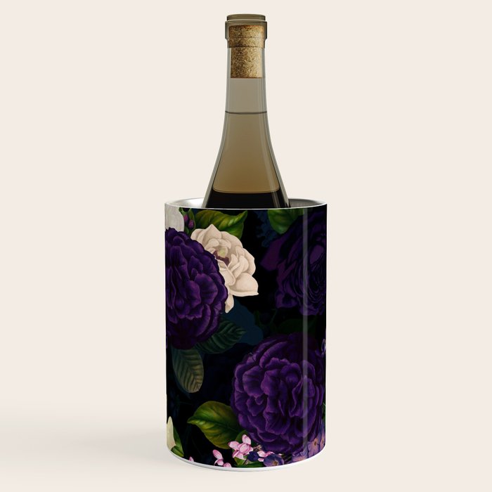 Vintage Midnight Purple Botanical Roses Flower Garden Wine Chiller Gallery Image 3