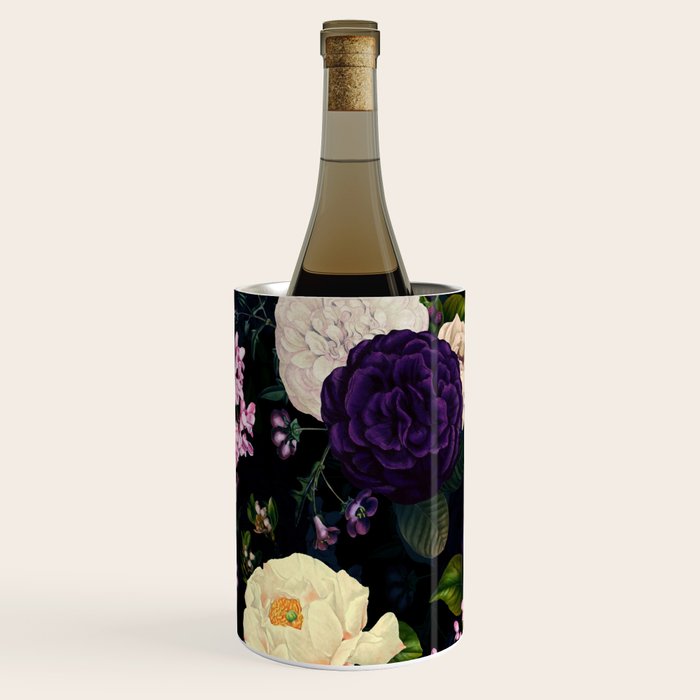 Vintage Midnight Purple Botanical Roses Flower Garden Wine Chiller Gallery Image 1