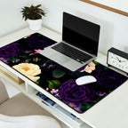 Vintage Midnight Purple Botanical Roses Flower Garden Desk Mat Gallery Image 2