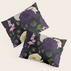 Vintage Midnight Purple Botanical Roses Flower Garden Pillow Sham Gallery Image 3