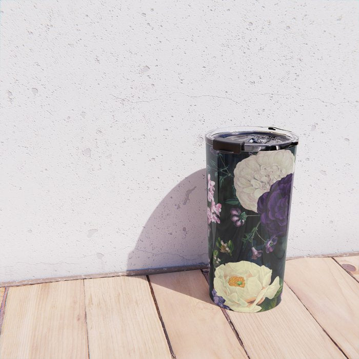 Vintage Midnight Purple Botanical Roses Flower Garden Travel Mug Gallery Image 4