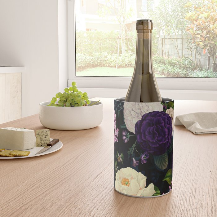 Vintage Midnight Purple Botanical Roses Flower Garden Wine Chiller Gallery Image 4