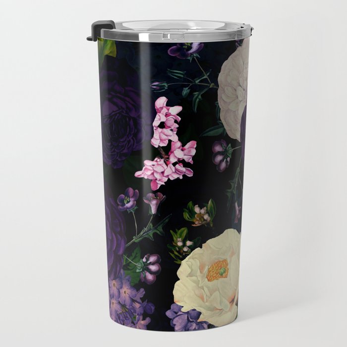 Vintage Midnight Purple Botanical Roses Flower Garden Travel Mug Gallery Image 3
