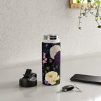 Vintage Midnight Purple Botanical Roses Flower Garden Water Bottle Gallery Image 4
