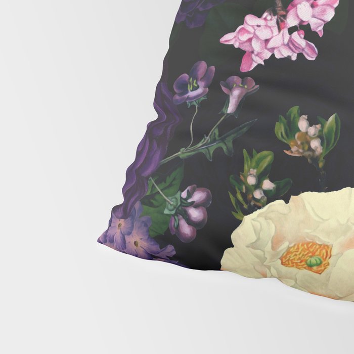 Vintage Midnight Purple Botanical Roses Flower Garden Pillow Sham Gallery Image 4