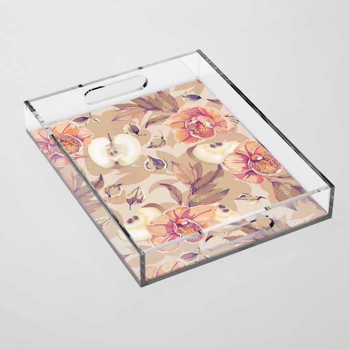 Tropical flowers autumn field Acrylic Tray Gallery Image 1