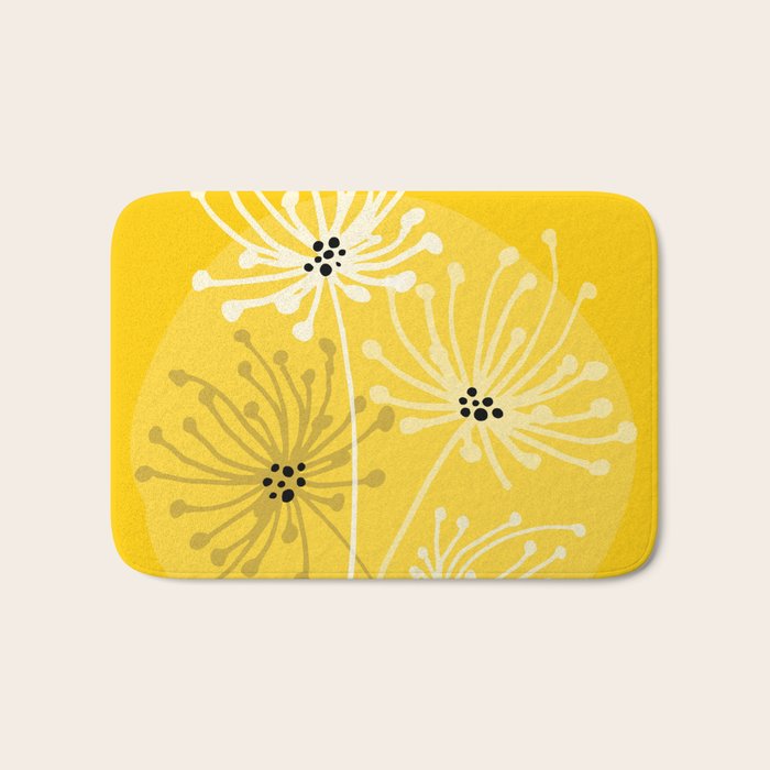 Yellow Queen Anne's Lace Illustration Bath Mat Gallery Image 1