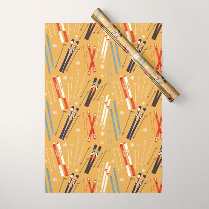 Bright Retro Ski Pattern Wrapping Paper Gallery Image 1