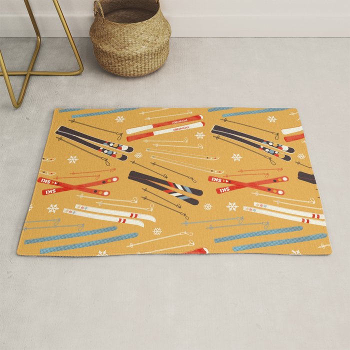 Bright Retro Ski Pattern Rug Gallery Image 1