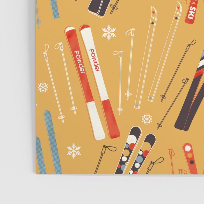 Bright Retro Ski Pattern Poster Gallery Image 3