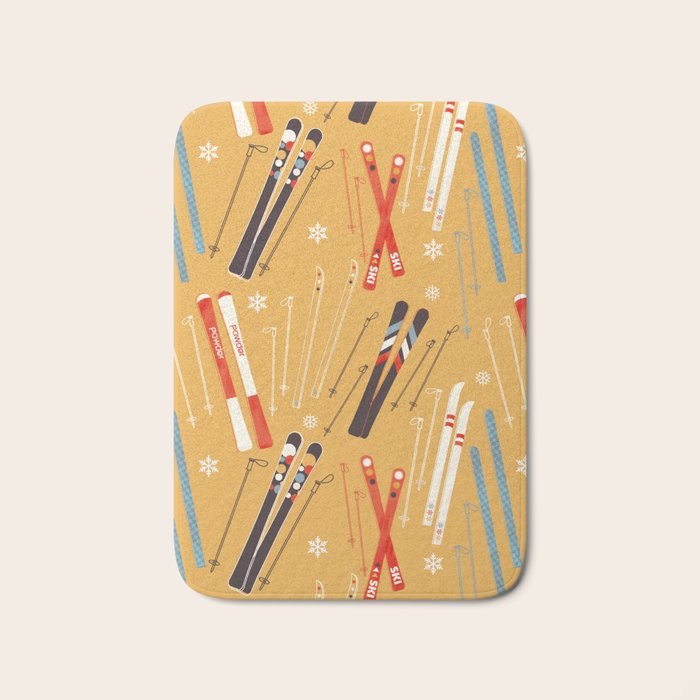 Bright Retro Ski Pattern Bath Mat Gallery Image 1