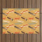 Bright Retro Ski Pattern Outdoor Rug Gallery Image 1