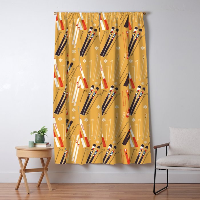 Bright Retro Ski Pattern Window Curtain Gallery Image 5