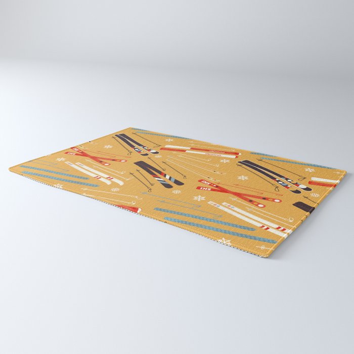 Bright Retro Ski Pattern Rug Gallery Image 3