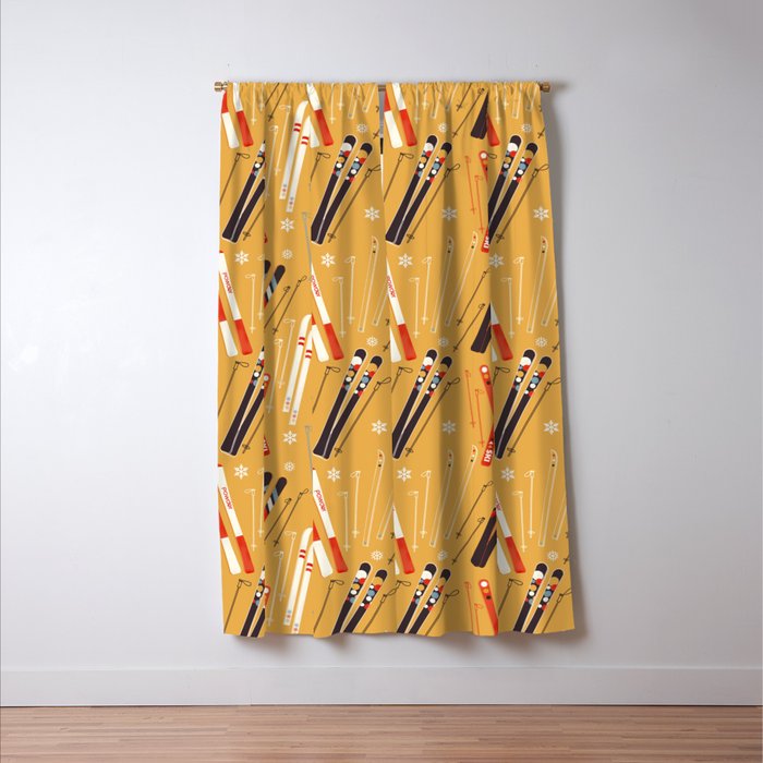 Bright Retro Ski Pattern Window Curtain Gallery Image 3