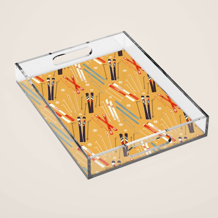 Bright Retro Ski Pattern Acrylic Tray Gallery Image 1