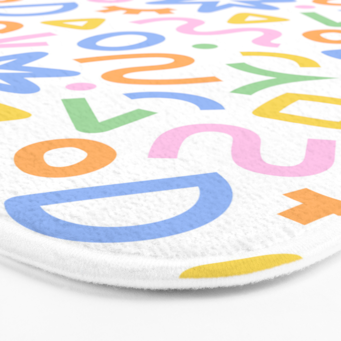 Colorful fun doodle art pattern Bath Mat Gallery Image 3