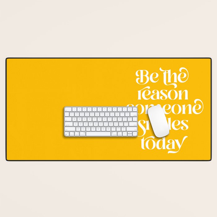 Motivational words smile today yellow Desk Mat Gallery Image 1