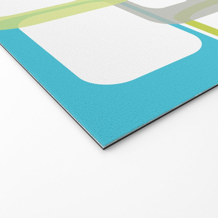 Mid-Century Modern Rectangle Design Blue Green and Gray Welcome Mat Gallery Image 2