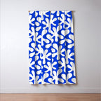 Bold Blue and White Funky Amoeba Dance Pattern Window Curtain Gallery Image 3