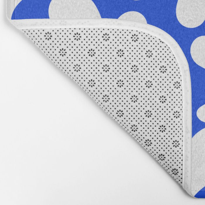 Bold Blue and White Funky Amoeba Dance Pattern Bath Mat Gallery Image 2