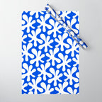 Bold Blue and White Funky Amoeba Dance Pattern Wrapping Paper Gallery Image 1