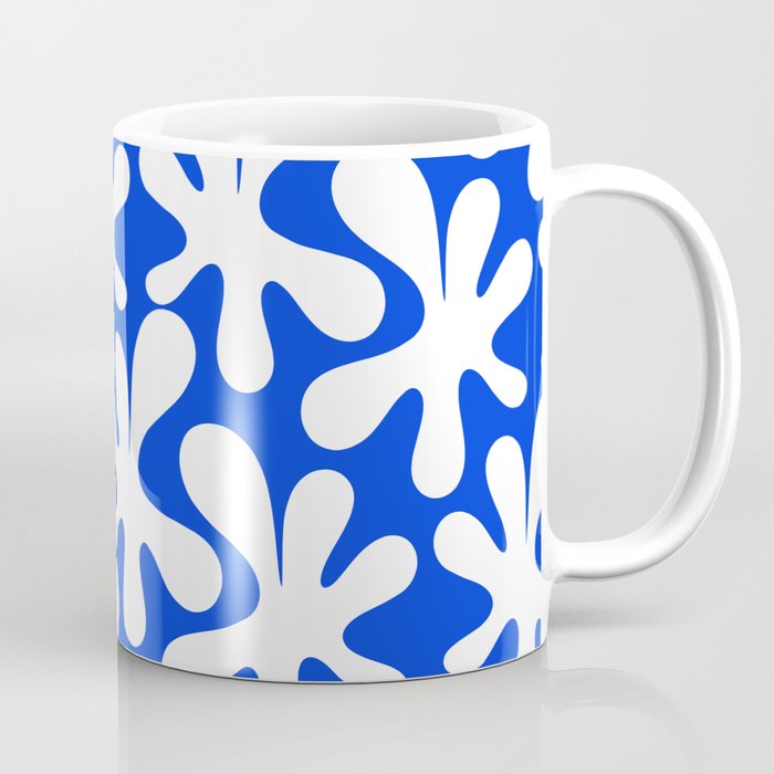 Bold Blue and White Funky Amoeba Dance Pattern Coffee Mug Gallery Image 1