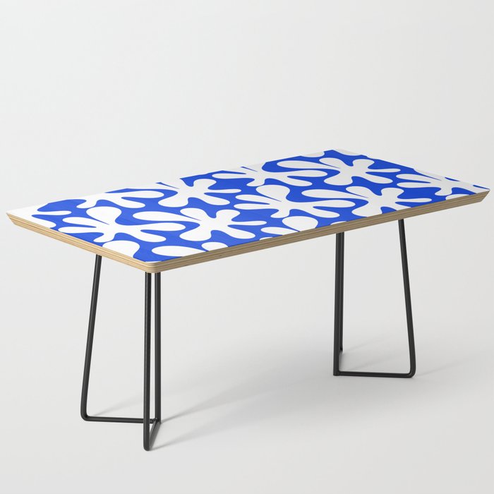 Bold Blue and White Funky Amoeba Dance Pattern Coffee Table Gallery Image 1