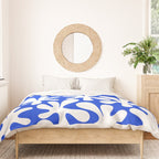 Bold Blue and White Funky Amoeba Dance Pattern Duvet Cover Gallery Image 3