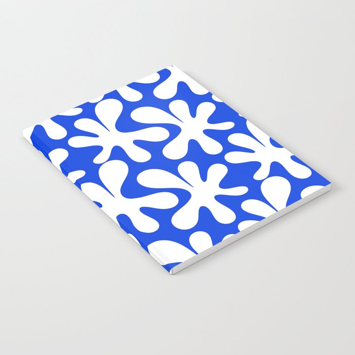 Bold Blue and White Funky Amoeba Dance Pattern Notebook Gallery Image 2