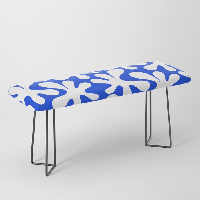 Bold Blue and White Funky Amoeba Dance Pattern Bench Gallery Image 1