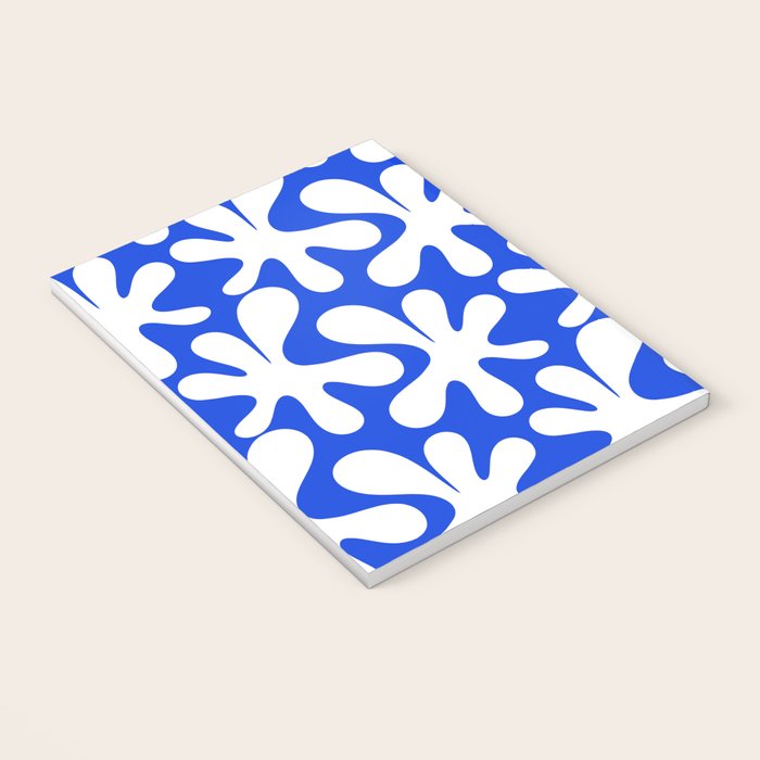 Bold Blue and White Funky Amoeba Dance Pattern Notebook Gallery Image 3