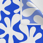 Bold Blue and White Funky Amoeba Dance Pattern Wall Tapestry Gallery Image 3