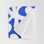 Bold Blue and White Funky Amoeba Dance Pattern Throw Blanket Gallery Image 3