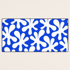 Bold Blue and White Funky Amoeba Dance Pattern Desk Mat Gallery Image 3