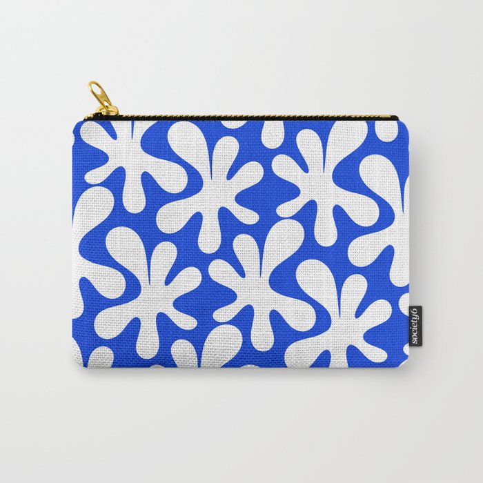 Bold Blue and White Funky Amoeba Dance Pattern Carry All Pouch Gallery Image 1