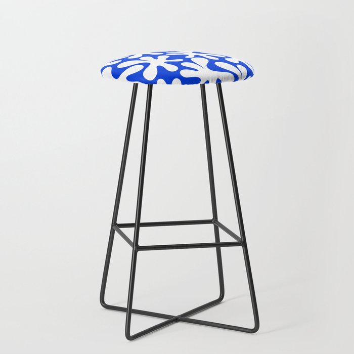 Bold Blue and White Funky Amoeba Dance Pattern Stool Gallery Image 1